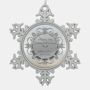 Adorno De Peltre Tipo Copo De Nieve Plata Elegante Diamantes 50 Aniversario Boda