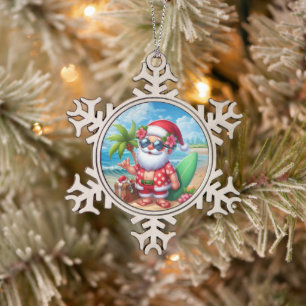 Adorno De Peltre Tipo Copo De Nieve playero festivo de Navidad Santa