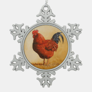 Adorno De Peltre Tipo Copo De Nieve Pollo Rojo de Rhode Island