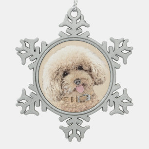 Adorno De Peltre Tipo Copo De Nieve Poodle (juguete, miniatura) Pintura original de ar