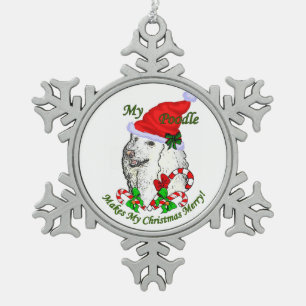 Adorno De Peltre Tipo Copo De Nieve Poodle Navidades Merry