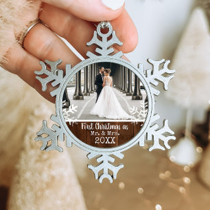 Adorno De Peltre Tipo Copo De Nieve Primer Navidad Casados Rústico