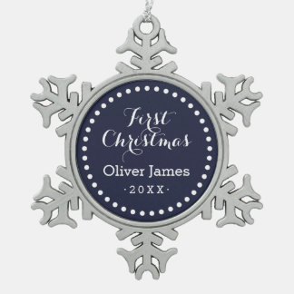 Adorno De Peltre Tipo Copo De Nieve Primer ornamento navideño del bebé Keepsake de Nav