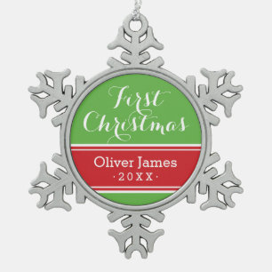 Adorno De Peltre Tipo Copo De Nieve Primer ornamento navideño del bebé Keepsake de Nav
