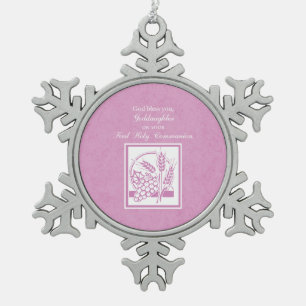 Adorno De Peltre Tipo Copo De Nieve Primera Comunión de la ahijada, Rosa