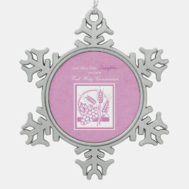 Adorno De Peltre Tipo Copo De Nieve Primera Comunión de la Hija, Rosa