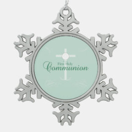 Adorno De Peltre Tipo Copo De Nieve Primera comunión sagrada, guión en verde suave
