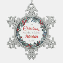 Primera Navidad como Sr. y Sra. Berries Wreath