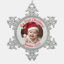 Adorno De Peltre Tipo Copo De Nieve Primera Navidad del Bebé Personalizable