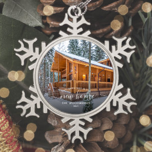 Adorno De Peltre Tipo Copo De Nieve Primera Navidad en Casa Nueva Foto Script Blanco
