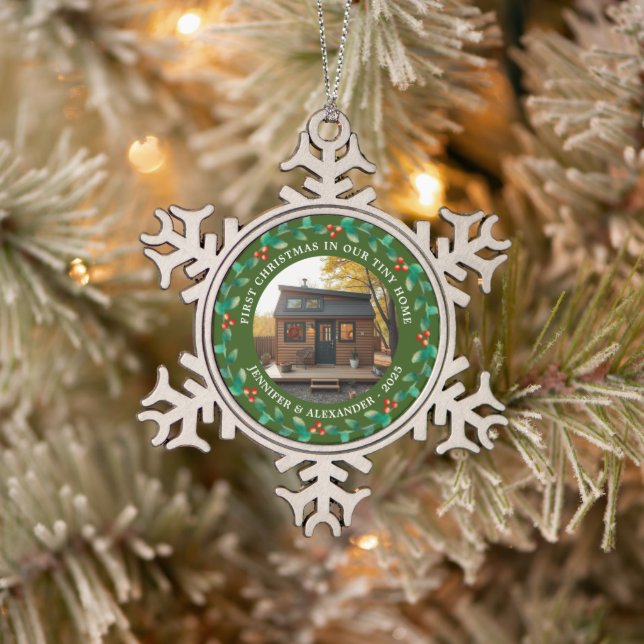Adorno De Peltre Tipo Copo De Nieve Primera Navidad en nuestra pequeña foto de casa (Árbol)