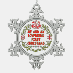 Adorno De Peltre Tipo Copo De Nieve Primera Navidad, mi novio y yo