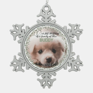 Adorno De Peltre Tipo Copo De Nieve Primera Navidad nueva familia de fotos de cachorro