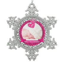 Primeras Navidades de bebé con foto de damasco de