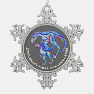Adorno De Peltre Tipo Copo De Nieve Primeros Velociraptor en Hanukkah 2025