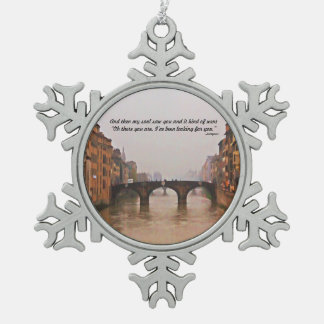 Adorno De Peltre Tipo Copo De Nieve Puente de Florencia con cita del amor