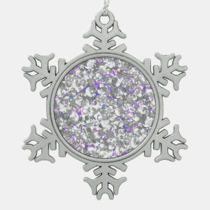 Adorno De Peltre Tipo Copo De Nieve Purpurinas sin foco secuelas de chispa de plata