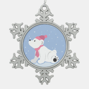 Adorno De Peltre Tipo Copo De Nieve ¡Que La Nieve! (Cubo de oso polar)