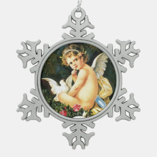 Adorno De Peltre Tipo Copo De Nieve Querubín Cupido Paloma Rosa Corazón