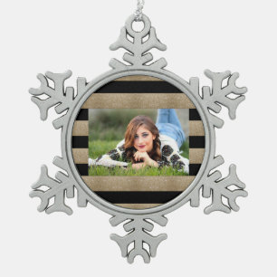 Adorno De Peltre Tipo Copo De Nieve rayas geométricas de diseño de rayas de oro y negr