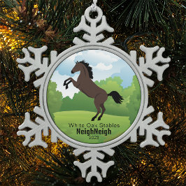 Adorno De Peltre Tipo Copo De Nieve Recuerdo de Caballo con Texto de Raza Personalizab