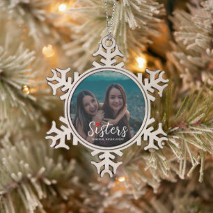 Adorno De Peltre Tipo Copo De Nieve Recuerdo De Foto De Hermanas Conectadas En El Cora