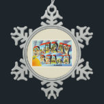Adorno De Peltre Tipo Copo De Nieve Recuerdo del viaje del vintage de Delray Beach la<br><div class="desc">Delray Beach,  la Florida FL

Un nostálgico,  imagen de la postal del recuerdo del viaje del vintage,  un diseño retro auténtico. ¡Saludos de los American Travelogue Virtual Touring Company!</div>