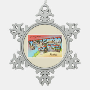Adorno De Peltre Tipo Copo De Nieve Recuerdo del viaje del vintage de la Florida FL de