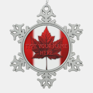 Adorno De Peltre Tipo Copo De Nieve Recuerdo personalizado ornamento de Canadá de la