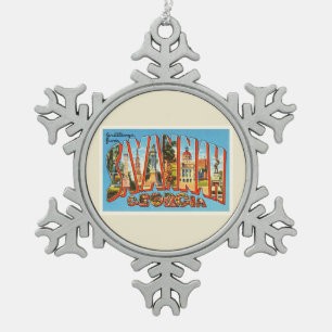 Adorno De Peltre Tipo Copo De Nieve Recuerdo viejo del viaje del vintage de Georgia GA