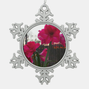 Adorno De Peltre Tipo Copo De Nieve Red Amaryllis y el amanecer invernal