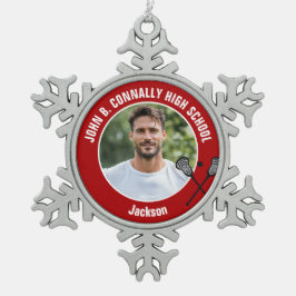 Adorno De Peltre Tipo Copo De Nieve Red Lacrosse Player Photo High School