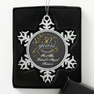 Adorno De Peltre Tipo Copo De Nieve Regalo de aniversario de bodas de oro 50 años junt