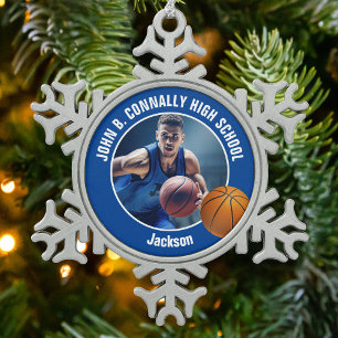 Adorno De Peltre Tipo Copo De Nieve Regalo de foto de jugador de baloncesto azul