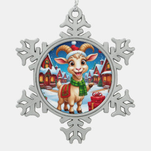 Adorno De Peltre Tipo Copo De Nieve ❄️ Regalo de Navidad para amante de cabras Año de