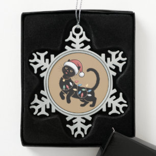 Adorno De Peltre Tipo Copo De Nieve Regalo de Navidad para mamá amante de gatos negros