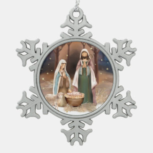 Adorno De Peltre Tipo Copo De Nieve Regalo de Navidades de la escena de la natividad