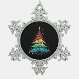 Adorno De Peltre Tipo Copo De Nieve Regalos de árbol de navidad gay con la bandera arc