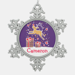 Adorno De Peltre Tipo Copo De Nieve Reno llamado ornamento de Navidad de copo de nieve