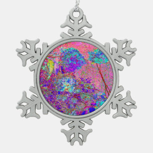 Adorno De Peltre Tipo Copo De Nieve Resumen de hidrangea púrpura y azul con magenta
