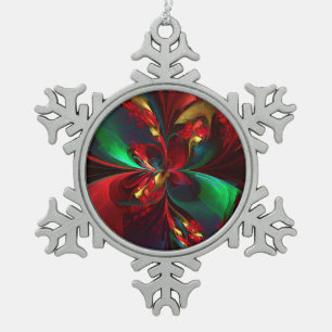 Adorno De Peltre Tipo Copo De Nieve Resumen floral moderno Patrón verde rojo del arte