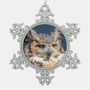 Adorno De Peltre Tipo Copo De Nieve Retrato de búho cornudo grande