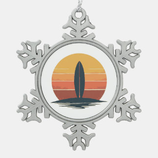 Adorno De Peltre Tipo Copo De Nieve Retro Sunset Surfboard