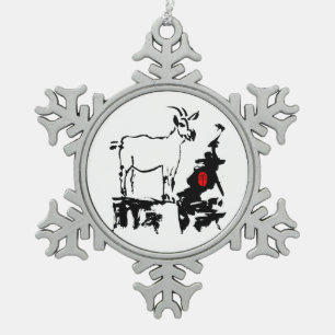 Adorno De Peltre Tipo Copo De Nieve Rocas de cabra Año nuevo vietnamita lunar O