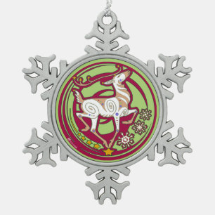 Adorno De Peltre Tipo Copo De Nieve Rojo 2017/Citrine del ornamento de Navidad de