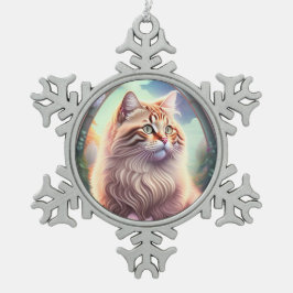 Adorno De Peltre Tipo Copo De Nieve Romantik Katze mit Blumen