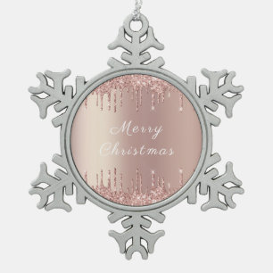Adorno De Peltre Tipo Copo De Nieve Rosa Oro Purpurina Rubor Perfora Ornamento de Navi