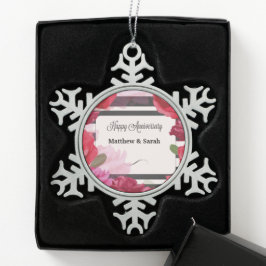 Adorno De Peltre Tipo Copo De Nieve Rosas de Aniversario boda, franjas, nombres person
