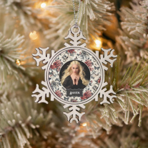Adorno De Peltre Tipo Copo De Nieve Rosas góticas personalizadas y Navidad de cráneo