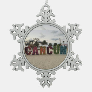 Adorno De Peltre Tipo Copo De Nieve Rótulo de Cancun - Playa Delfines, ornamento de